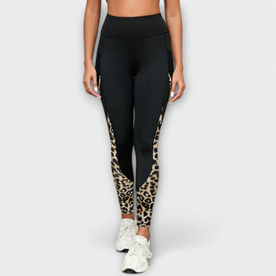Pantalón de entrenamiento de talle alto con estampado de leopardo