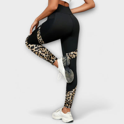 Pantalón de entrenamiento de talle alto con estampado de leopardo