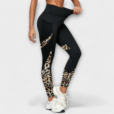 Pantalón de entrenamiento de talle alto con estampado de leopardo