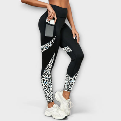 Pantalón de entrenamiento de talle alto con estampado de leopardo